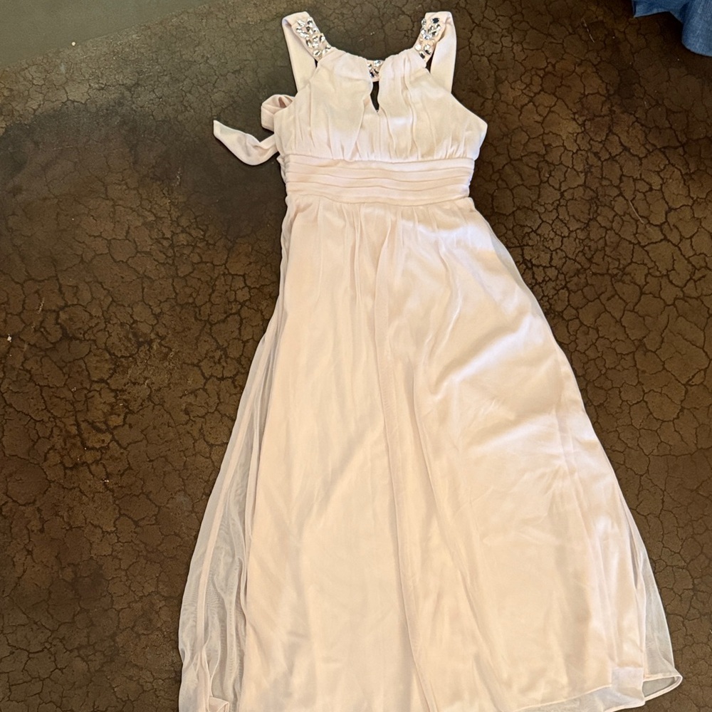 Charming Cream Kids Dress with Embellished Details